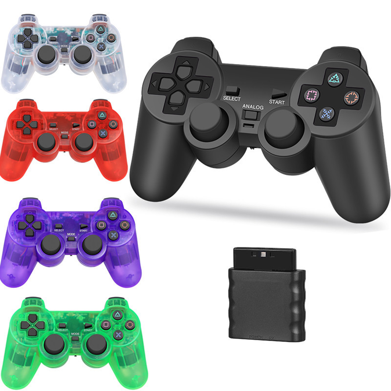 Gamepad Sem Fio Para Sony PS2 Controlador Playstation 2 Console Joystick Dupla Vibração Choque Joypad USB PC Controle De