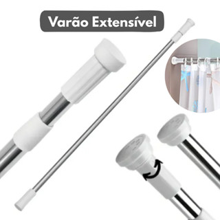 Varão Branco Extensível Resistente Porta Cortina Box Banheiro Multiuso Alta qualidade em Oferta na Shopee