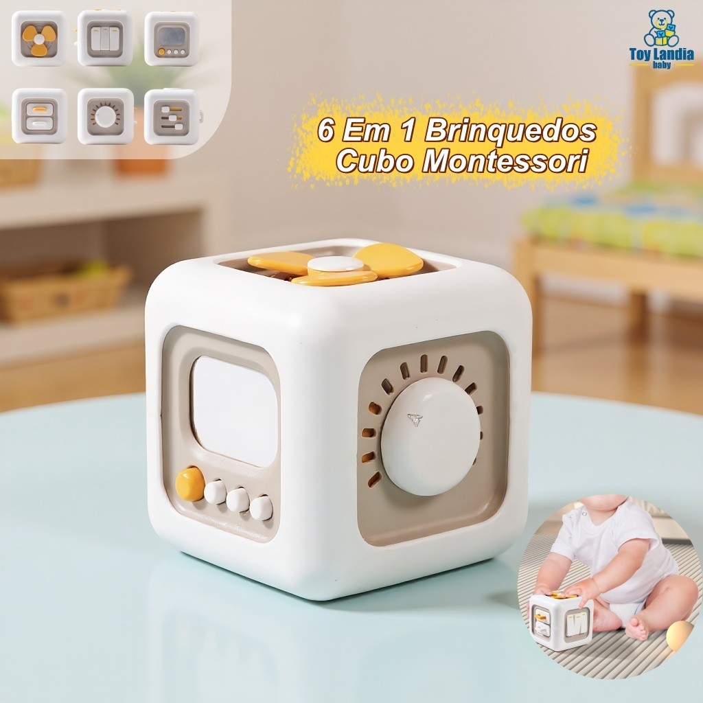 6 Em 1 Brinquedos Cubo Montessori Sensory Busy Board Habilidades de Prática para Bebês Educacional