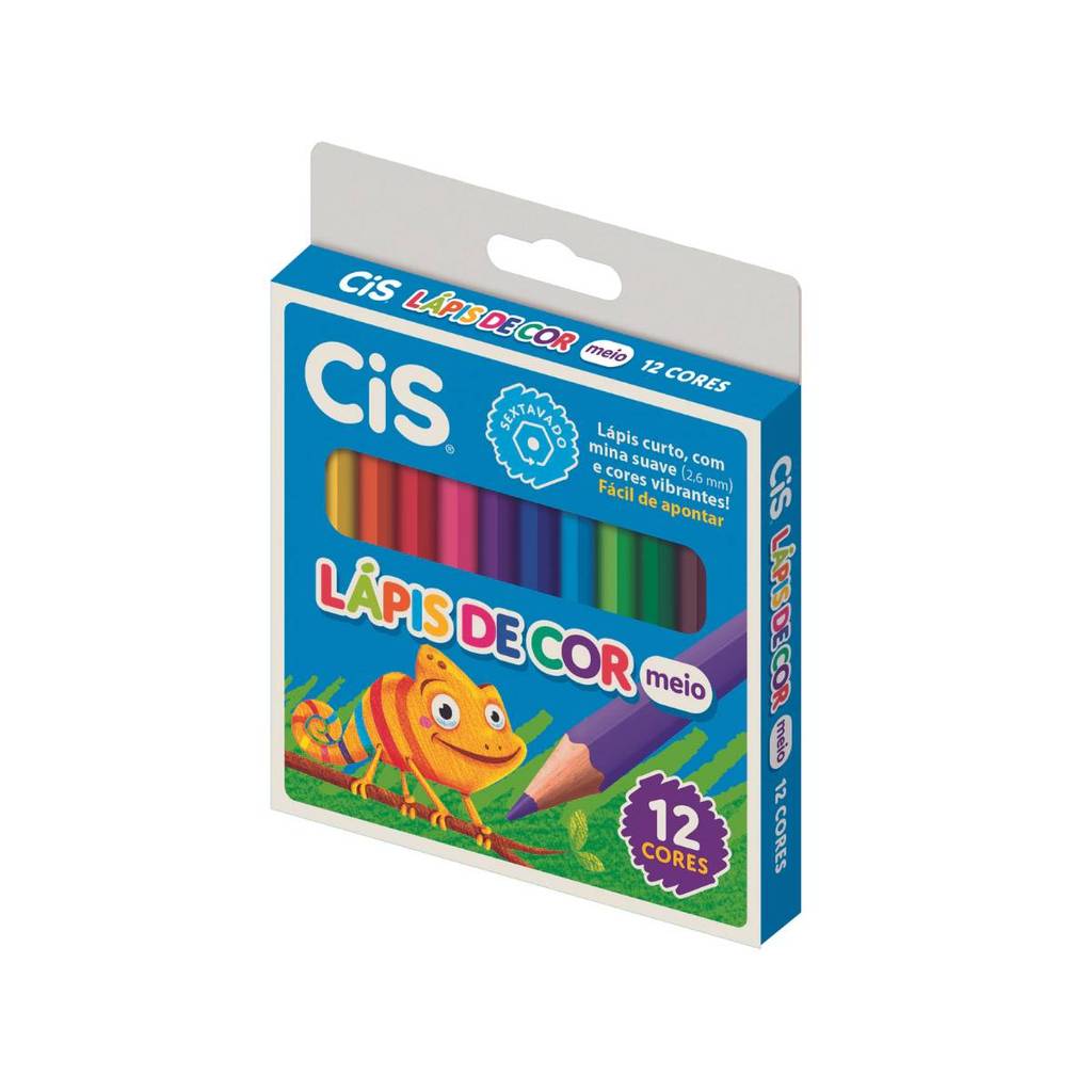 Lápis de cor Plastic Meio 12 cores 44.8006 Cis