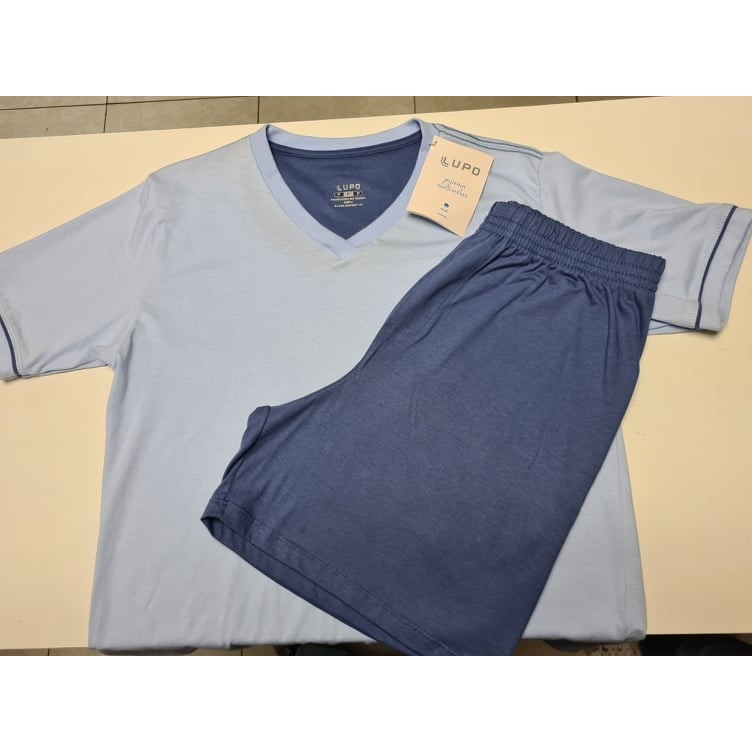 Pijama Masculino Curto Adulto Lupo 28000 Shorts Algodão.