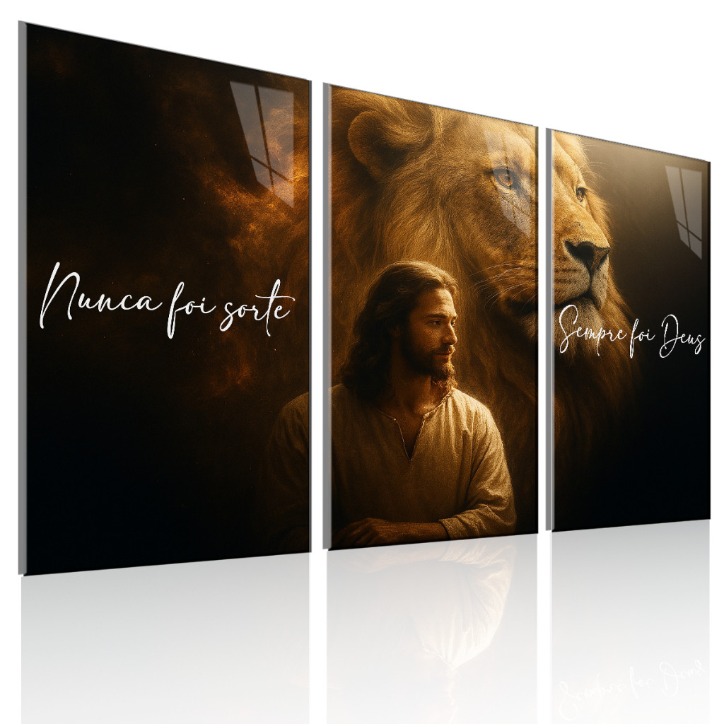 Kit Quadros Decorativos 3 Pçs Religioso Nunca Foi Sorte Sempre Foi Deus