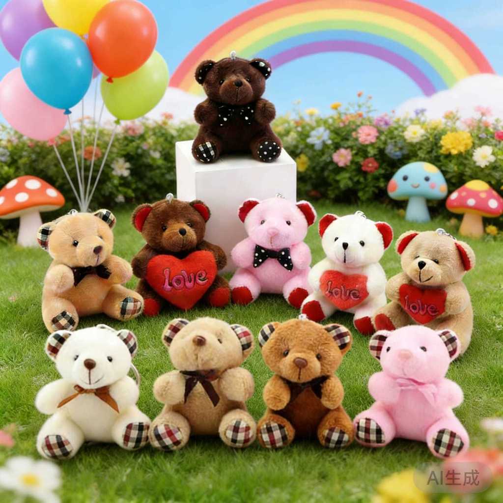 Kit 12 uns Chaveiro Com Pingente De Urso Ttedy De Pelúcia Sentados 