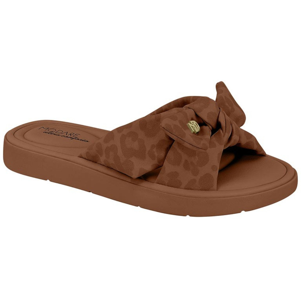 Tamanco Modare Anabela Sandália Tiras Cruzadas Nobuck Com Laço Avelã Ultraconforto Lançamento