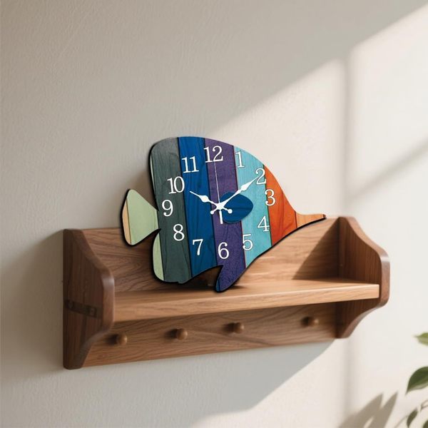 relogio de parede cozinha relogio de parede relogio de parede grande Cross-Border novo estilo de madeira peixe relógio d