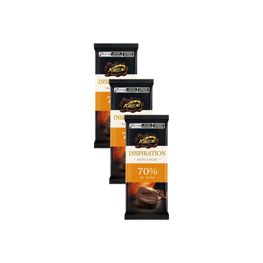 Kit 3 Chocolate Amargo Arcor 70% 80g