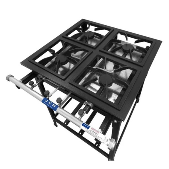 Fogão 4 Bocas Industrial Queimadores Ferro Fundido Grelha Aço Carbono 30x30 Alta Pressão JCN em Oferta na Shopee