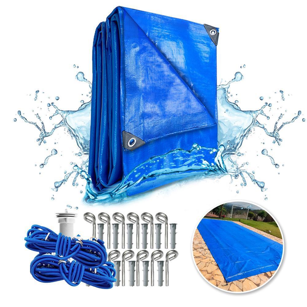 Capa de Piscina Azul 5X3 Metros Kit de Instalação Incluso Promocional para Uso Residencial Externo em Oferta na Shopee