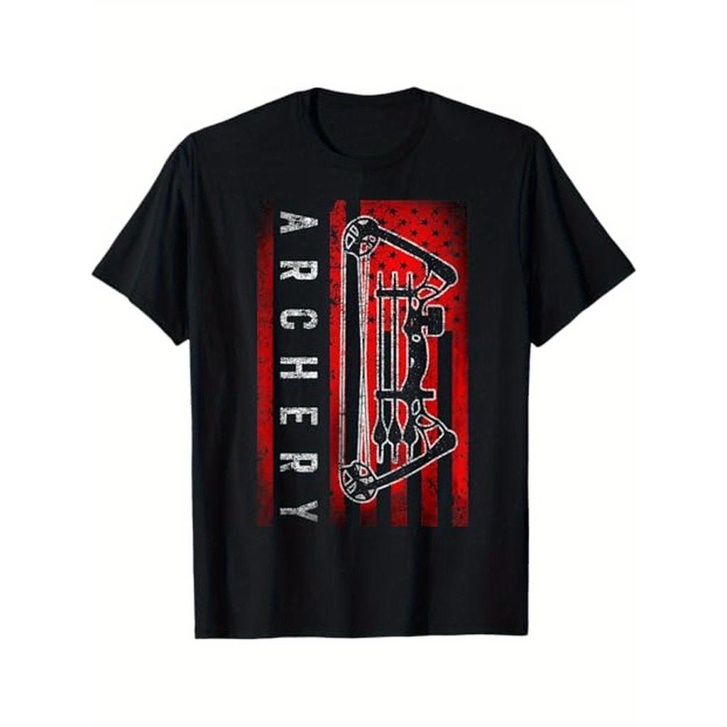 T-shirt de ca?a de arco e flecha para homens e mulheres - T-shirt pesada 100% com design de arco e flecha - T-shirt pret