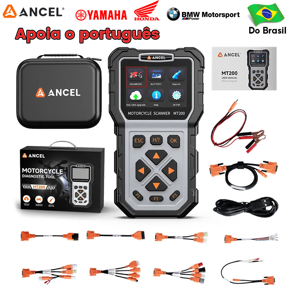 ANCEL MT200 Moto Nova Função Scanner Apoio ao português CO Ajuste De Velocidade Ocioso ABS Teste TPS Diagnóstico D87 D88