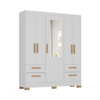 Guarda Roupa Casal Vitoria 5 Portas 4 Gavetas Branco Atualle Branco Brilho em Oferta na Shopee