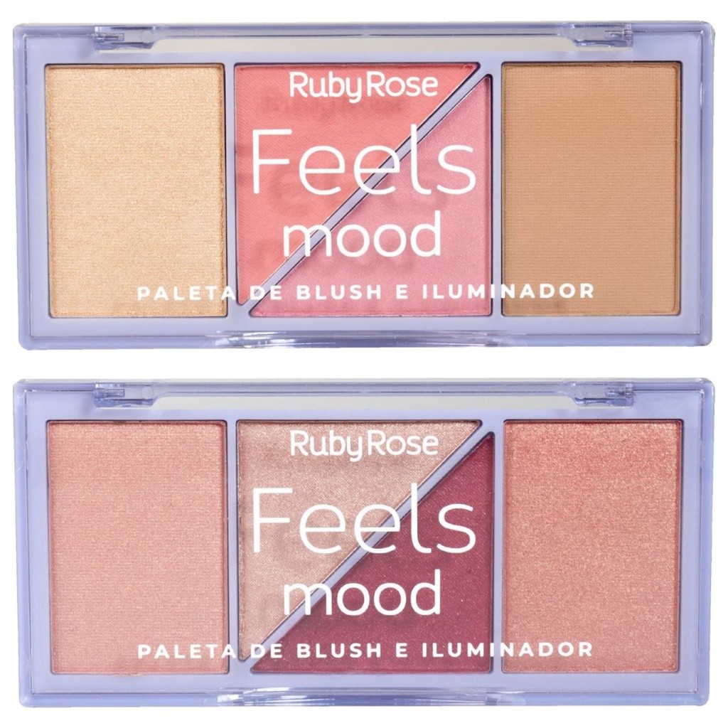 Paleta Ruby Rose Feels Mood Blush Iluminador Facial Maquiagem Glow Blogueira