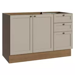 Balcão de Pia 120 cm 2 Portas 3 Gavetas (Sem Tampo) Rustic/Crema Vik Madesa