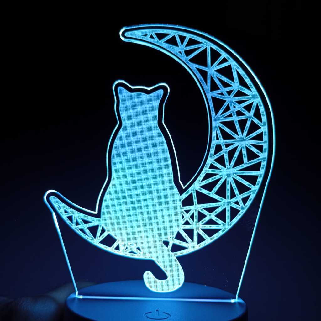 Luminária Gato na Lua ac0034 em Oferta na Shopee