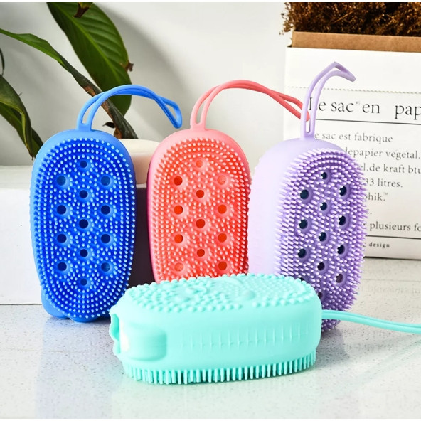 Esponja de Silicone para Banho com Porta Sabão Escova Corporal Massageadora