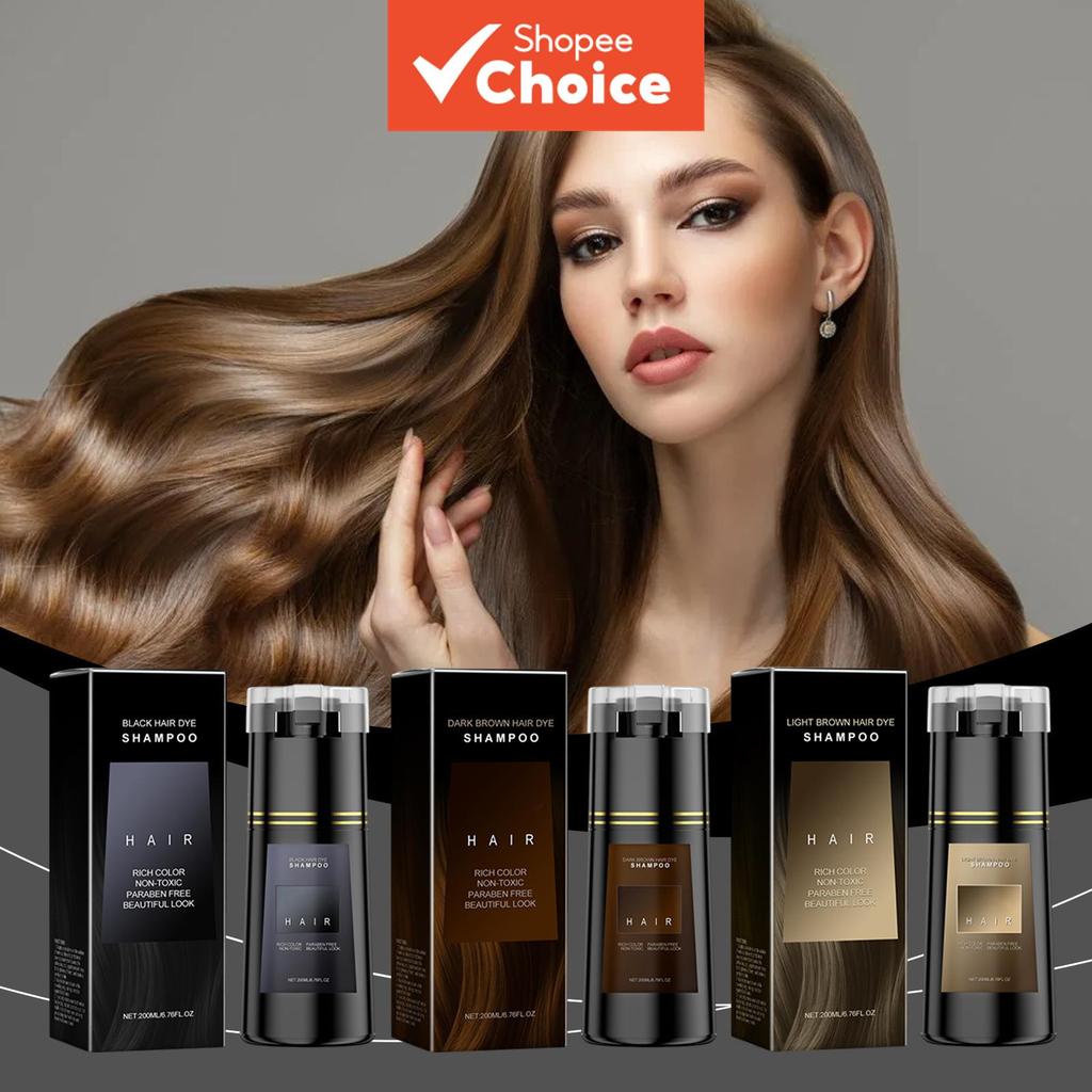 Shampoo de Tintura de Cabelo 3 EM 1 – Shampoo Colorante de Limpeza e Nutrição, Suaviza o Cabelo, Cor Natural à Base de