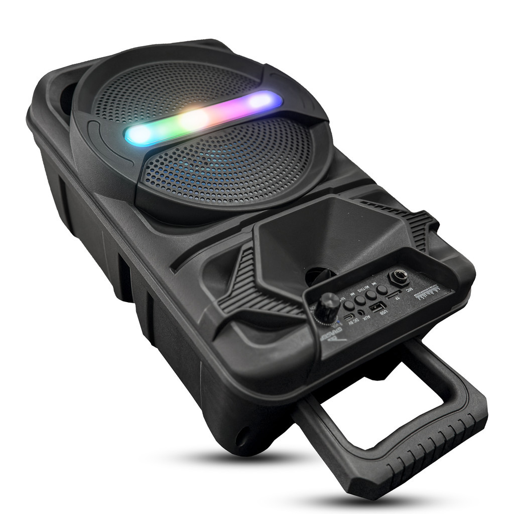 Caixa De Som Portátil Com LED RGB Bluetooth 15W Acompanha Microfone Rádio FM USB SD TWS Som Hi-Fi Alta Fidelidade Bivolt