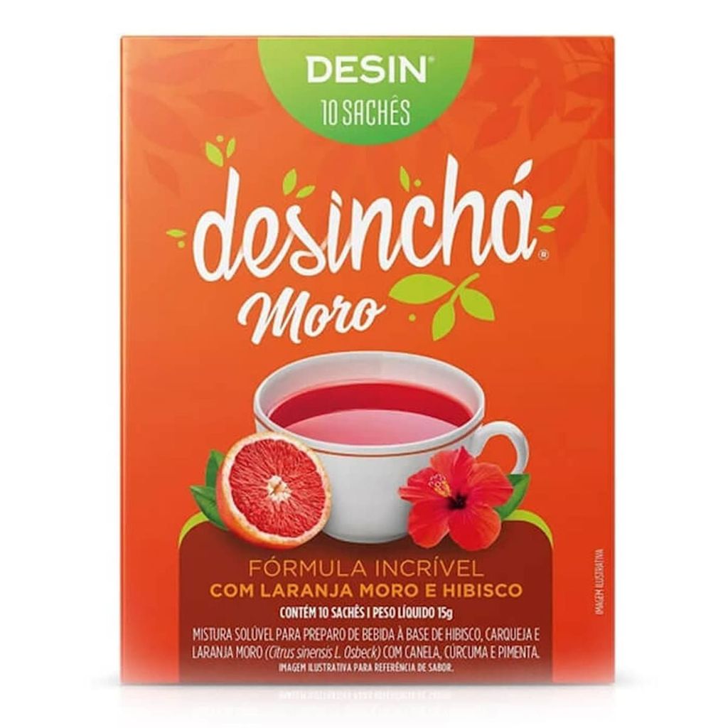 Desincha Moro - 10 Sachês Laranja Moro e Hibisco - Desinchá