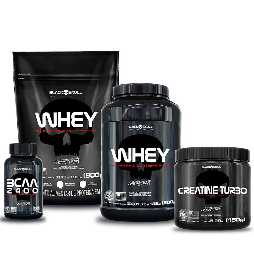 Kit Whey 2x + BCAA + Creatina  - Black Skull em Oferta na Shopee