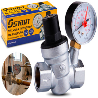 Válvula Redutora De Pressão Com manômetro Reguladora De Pressão 3/4 Acabamento Fosco Start em Oferta na Shopee