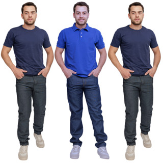 Kit 3 Calças Jeans 100% Algodão Masculinas Trabalho Profissional Extra Resistente em Oferta na Shopee