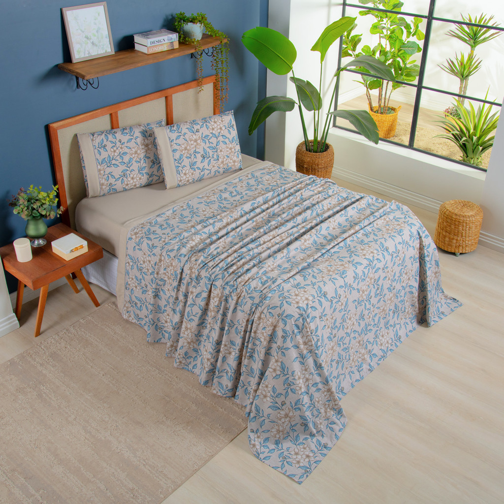 Jogo de Lençol Solteiro Casal Queen e King 3 e 4 Peças Percal 400 Fios Estampado Ponto Palito em Oferta na Shopee