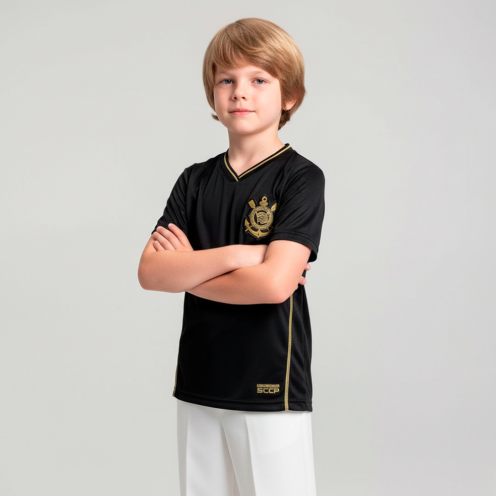 Camisa Corinthians Infantil Black Gold Infantil em Oferta na Shopee