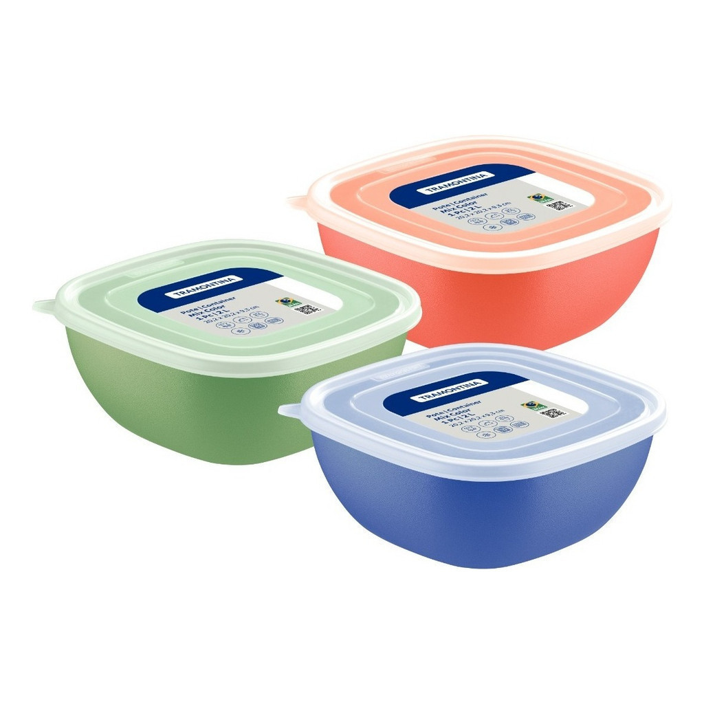 Kit 3 Potes Tramontina Mixcolor 2L – Potes Plástico com Tampa 2 Litros em Oferta na Shopee