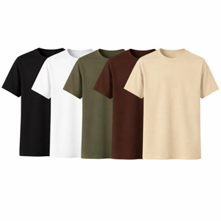 Kit 5 Camisetas Masculinas Básicas Lisas 100% Algodão Premium em Oferta na Shopee