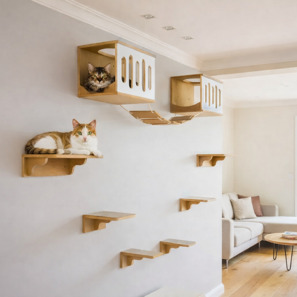 Playground Gato 9pçs Onda Sonora c/ Carpete Antiderrapante Enviado Montado REFORÇADO MDF 15mm
