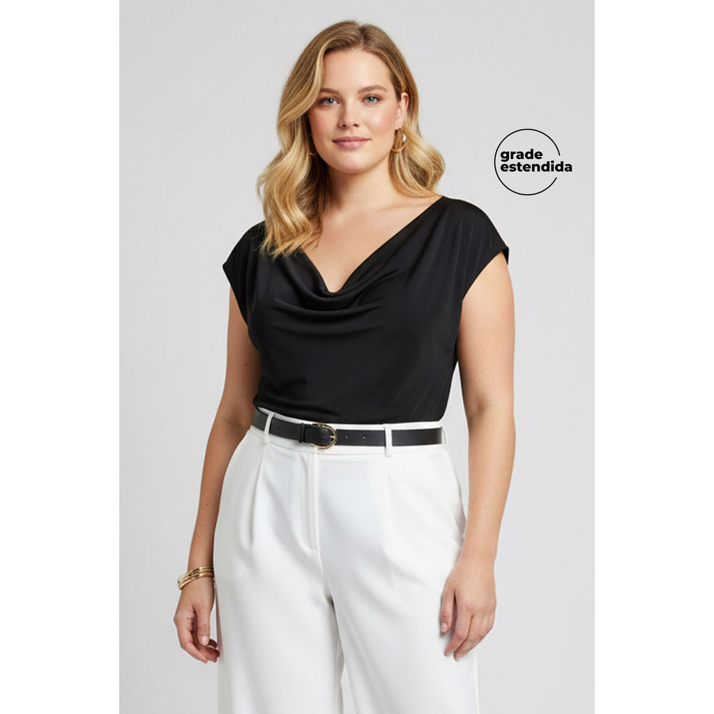 Blusa Feminina Malha Gloss Degagê Marialícia Preto