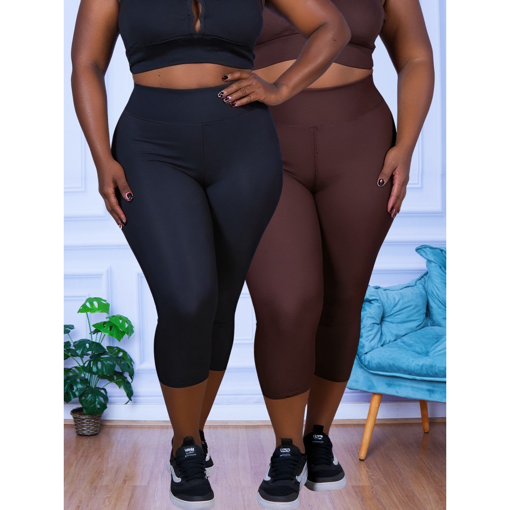 Kit 2 Calça Corsário Capri Legging Leg Plus Size Academia G1 G2 G3 G4