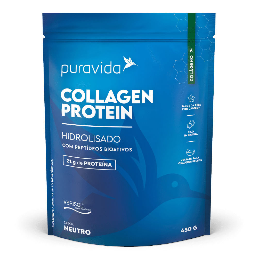 Collagen Protein Puravida Hidrolisado Verisol Sabor Neutro com 21g de Proteína 450g