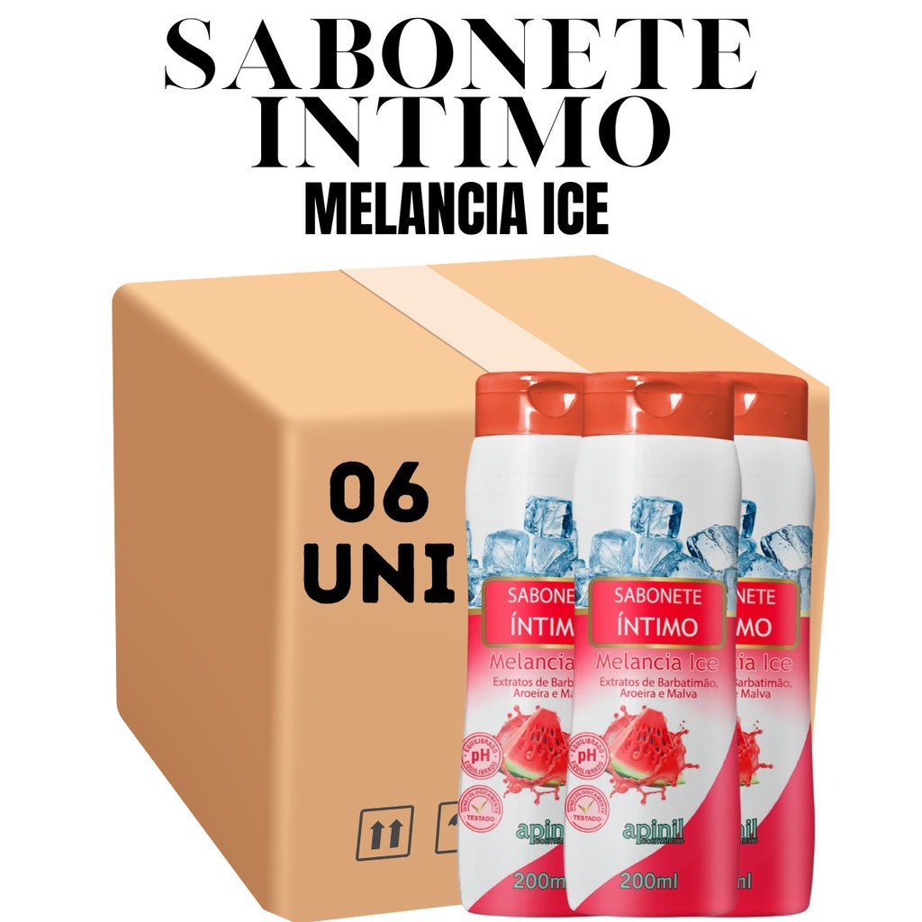 Kit 06 Unidades Sabonete Feminino Íntimo Apinil 200ml Melancia Ice em Oferta na Shopee