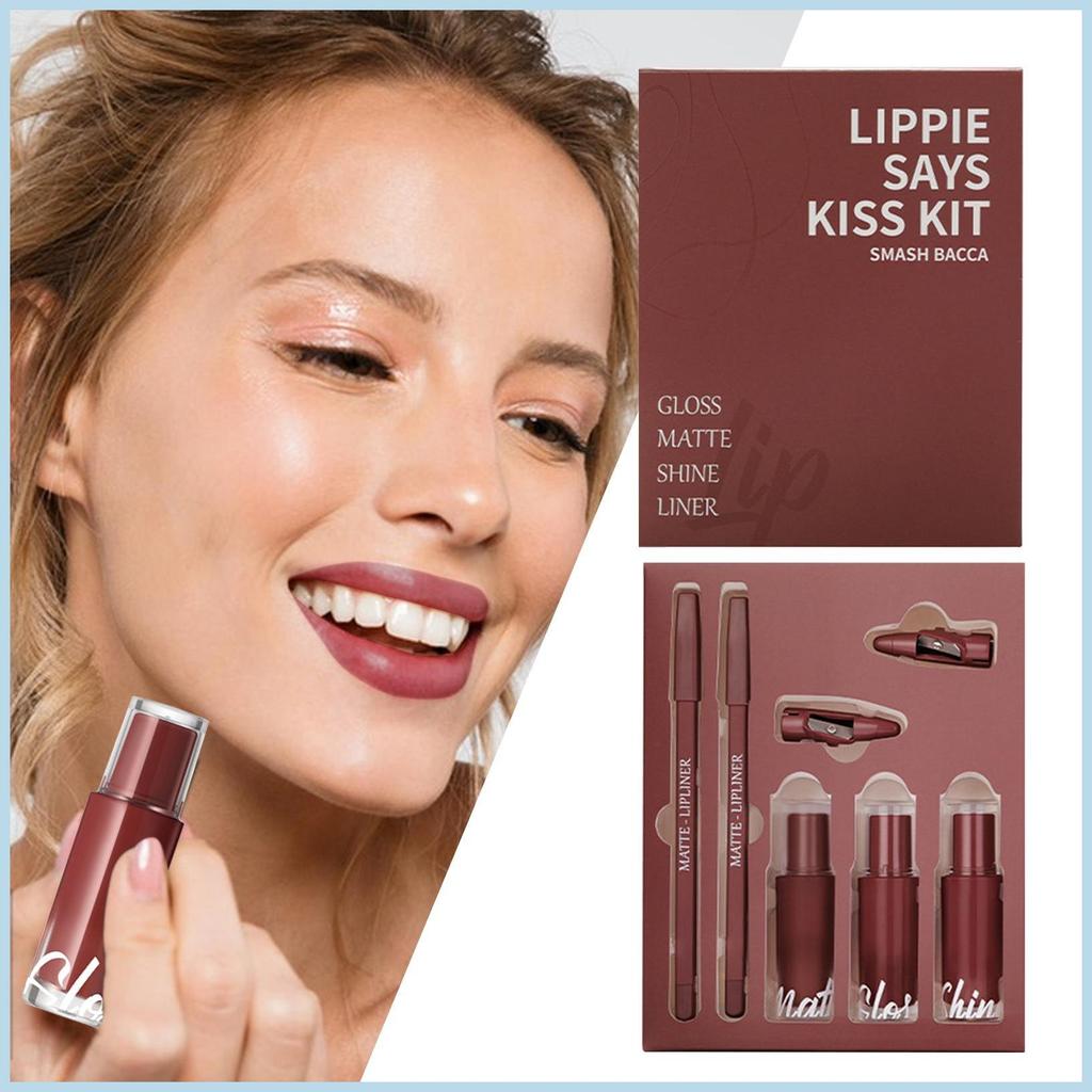 Conjuntos De Combinação De Lábios Batom Líquido De Longa Duração Para Mulheres Meninas Compras Viagens Viagem De Negócio