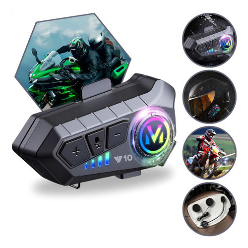 Fone De Ouvido Para Capacete Bluetooth Headset Rgb Sem Fio