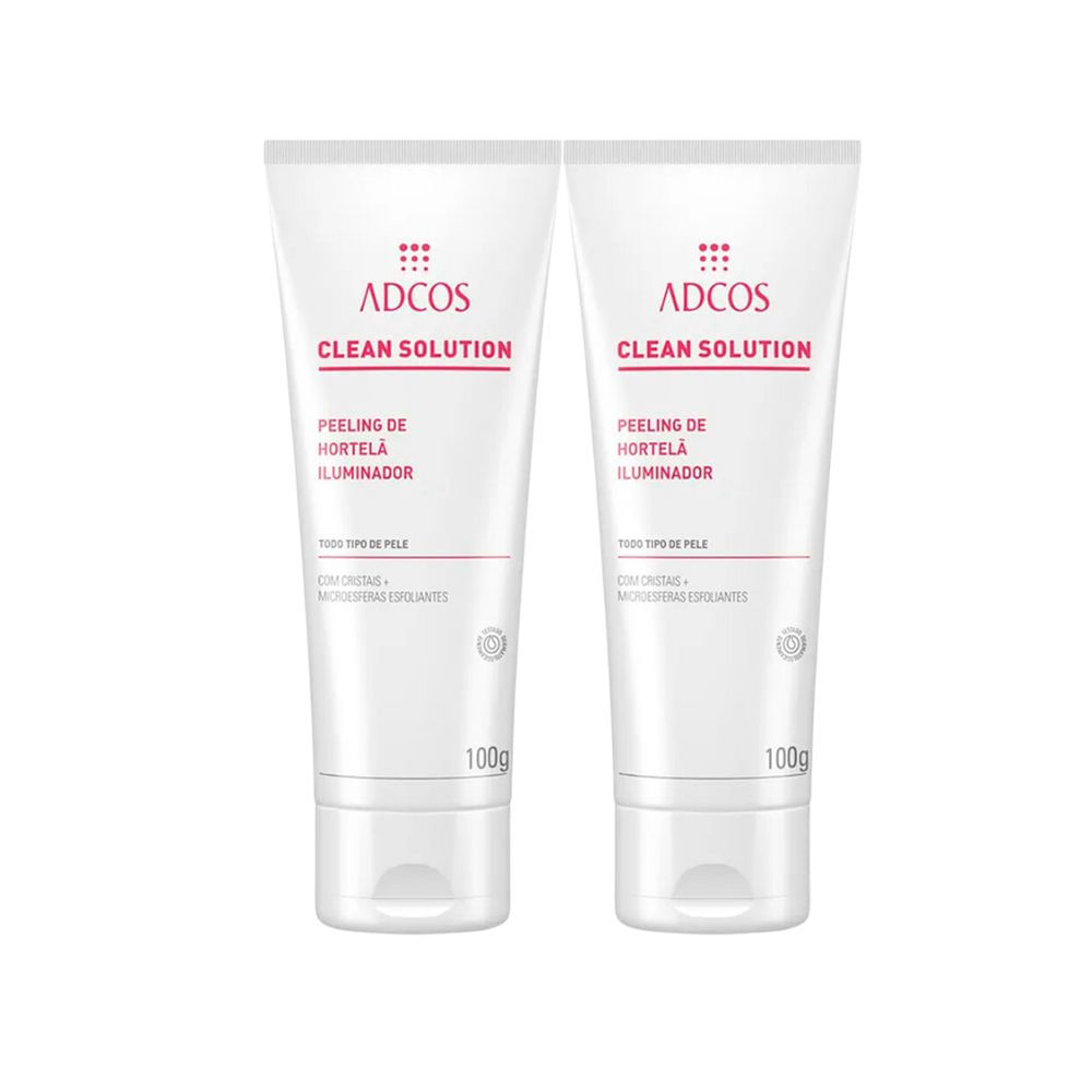 Kit 2 Clean Solution Adcos Peeling de Hortelã Iluminador 100g em Oferta na Shopee