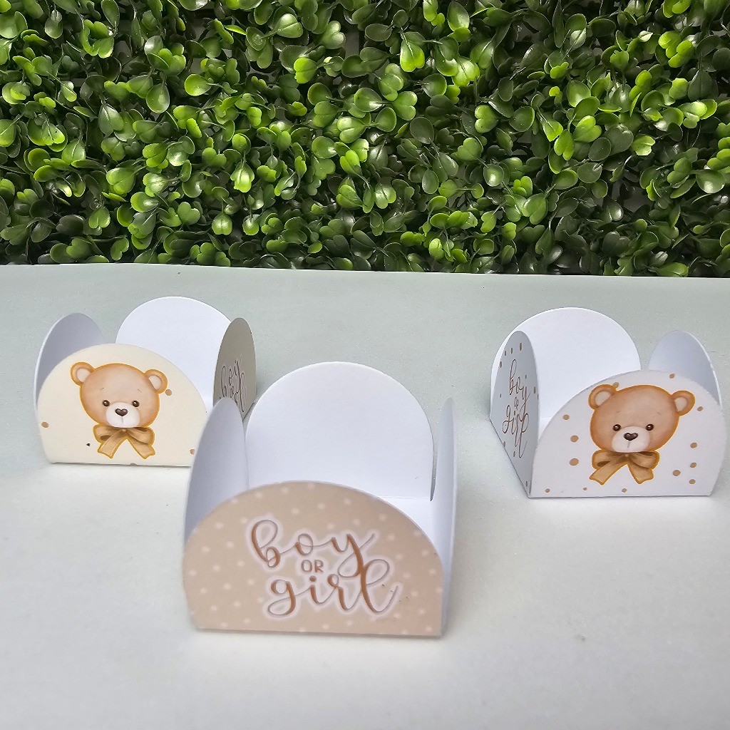 Forminha para Doces Brigadeiro CHÁ REVELAÇÃO URSINHO NEUTRO DOURADO - Personalizados - Festa infantil - Aniversário - Le