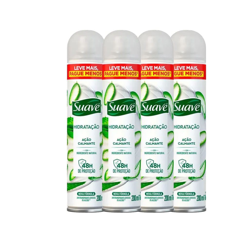 Kit Desodorante Aerosol Suave Ação Calmante 200ml - 4 Unidades em Oferta na Shopee
