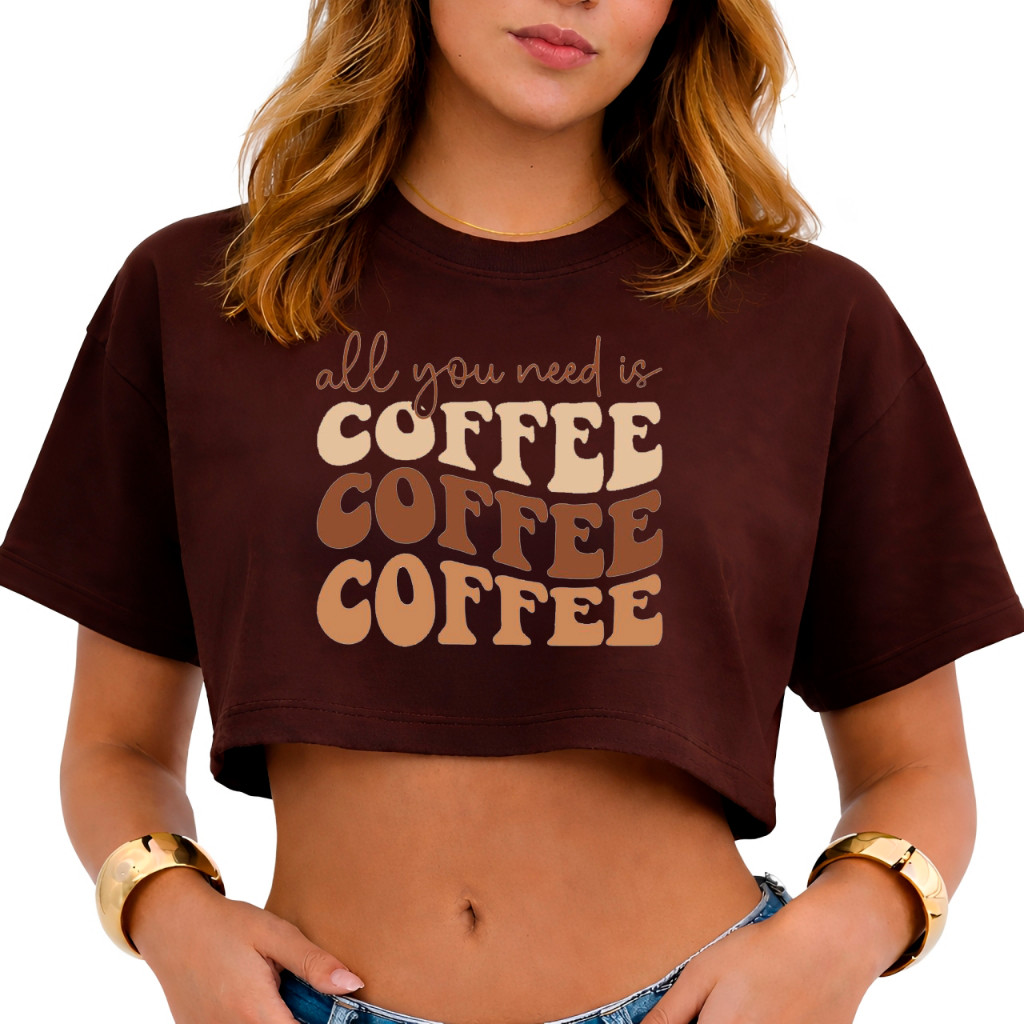 Cropeed Feminino Coffe Bege Café Preto Branco Rosa Envio Rapido Algodão Premium Blusinhas Curta