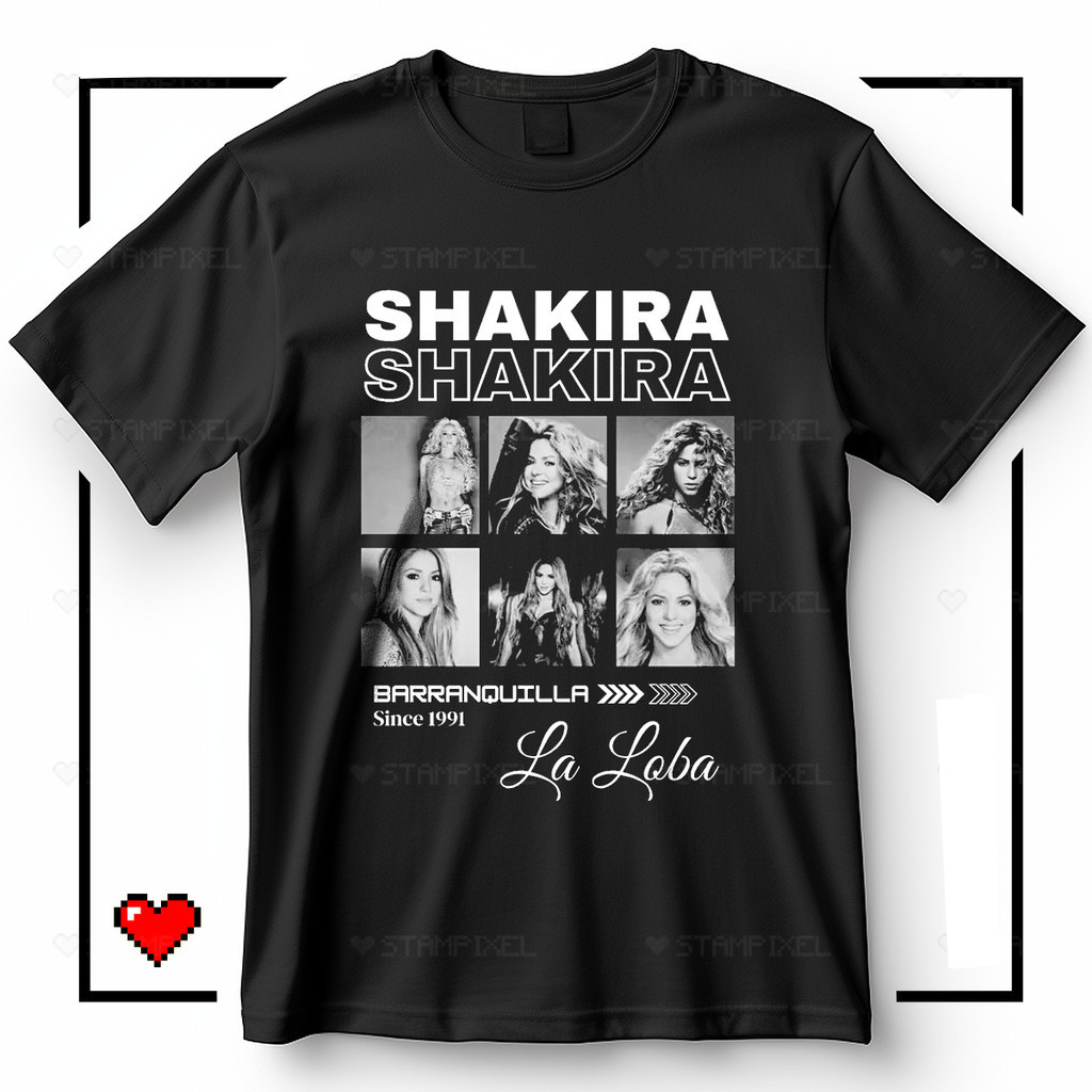 Camiseta Unissex Shakira Barranquilla La Loba Blusa De Cantora Latina Style Camisa 100% Algodão