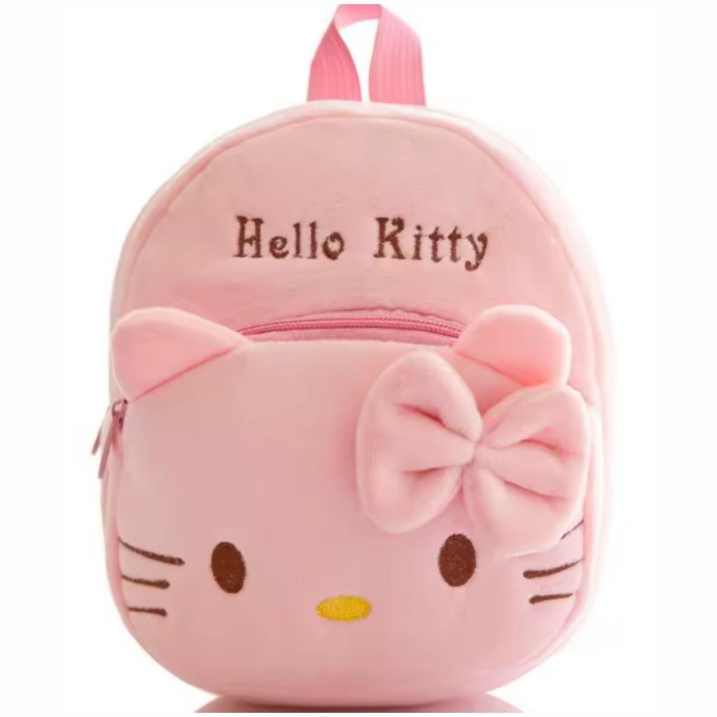 Mochila Bolsa Escolar Pelúcia Infantil Hello Kitty Criança - Rosa