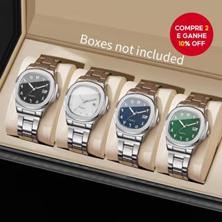 Versão do irmão 2/4 peças relógios de moda quadrado para homens calendário relógios de quartzo de negócios de luxo em Oferta na Shopee