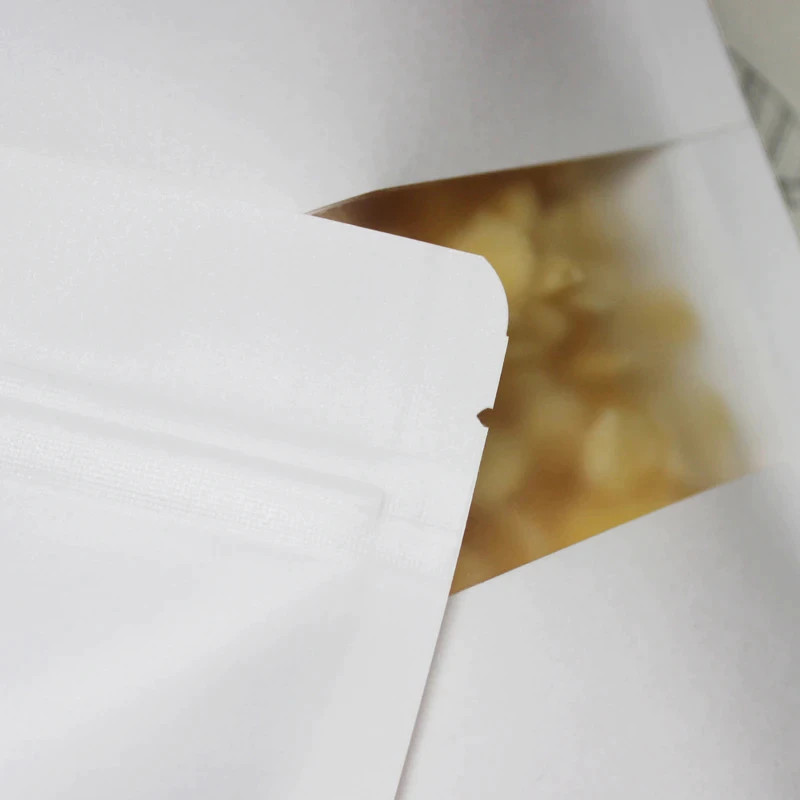 Saco Stand Up Pouch Kraft Branco C/ Visor Escolha O Tamanho kit
