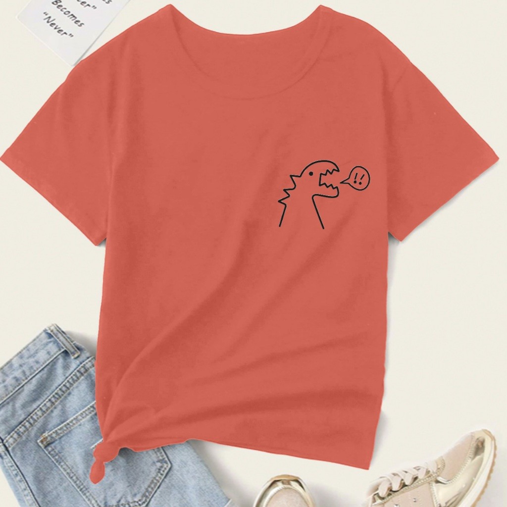 Blusa Unissex Dinossauro T-Rex Confortável Casual Básica T Shirt Larga Plus Size  Camiseta Oversized