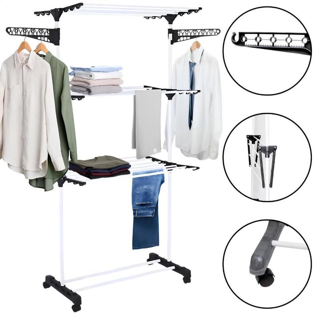 Varal De Chão Roupa Calcinha Grade 3 Andares Dobrável Portátil AM FASHION