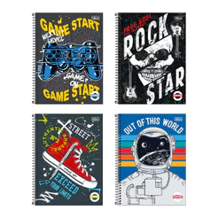 Caderno espiral capa dura universitário 1x1 80 folhas Pepper Masculino Tilibra