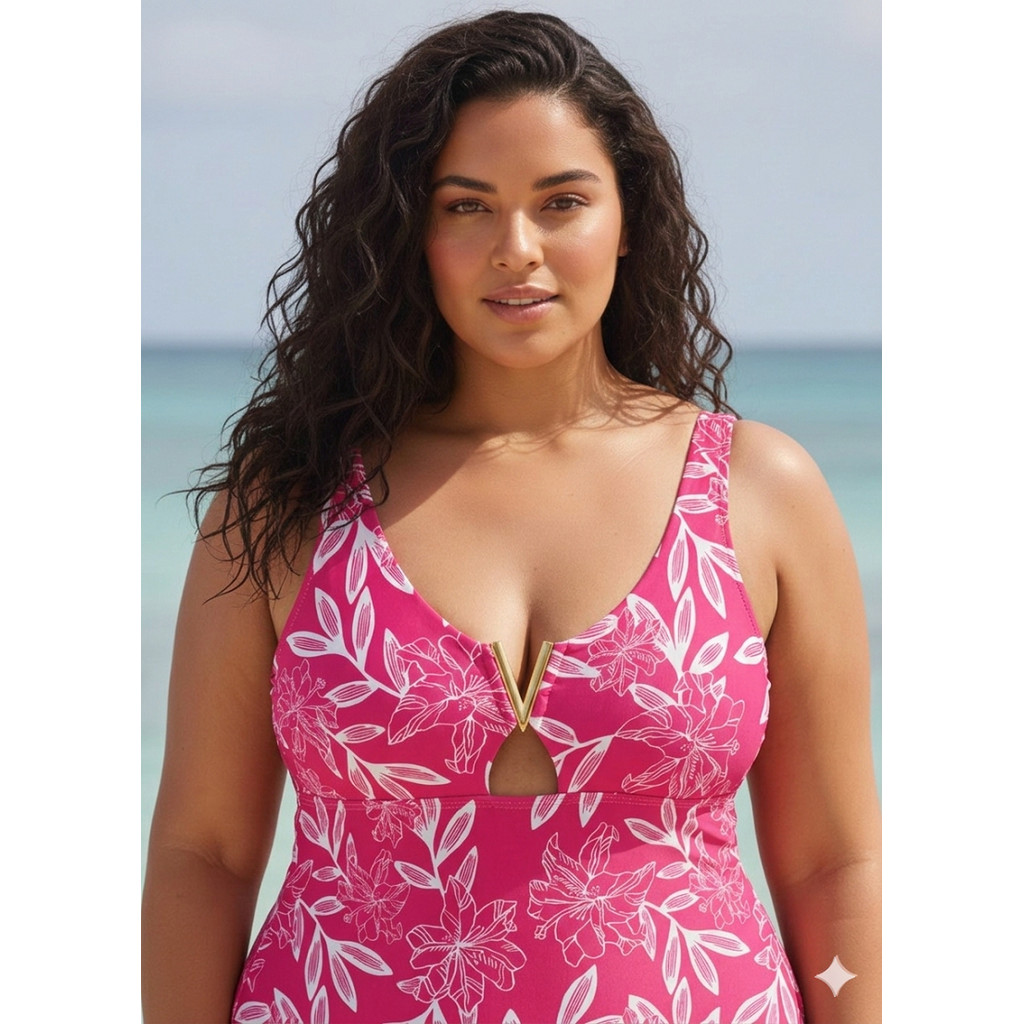 Maiô Plus Size Diva com Detalhe no Busto GG 46/50 em Oferta na Shopee