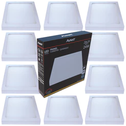 Kit 10 Painel Plafon Sobrepor 24W Luz Amarela 3000K Bivolt Luminária de Gesso Forro Avant