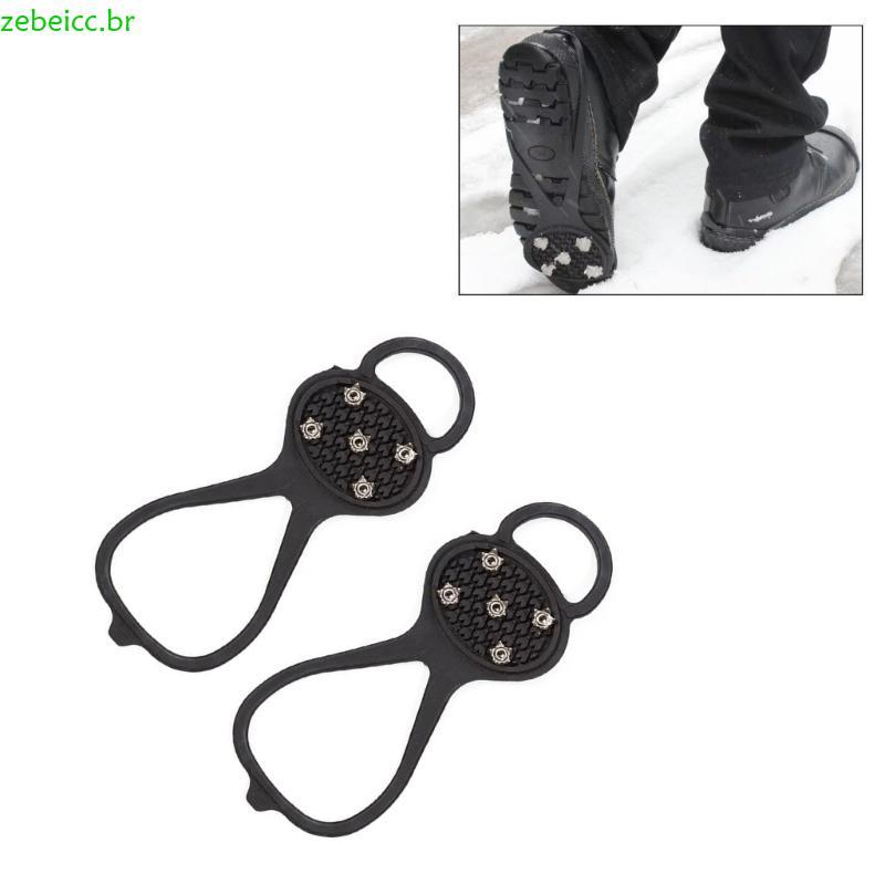 zebeicc 1 Par Presilhas Tração Borracha TPE Aço Design 5 8 Dentes Pinças Neve Antiderrapan